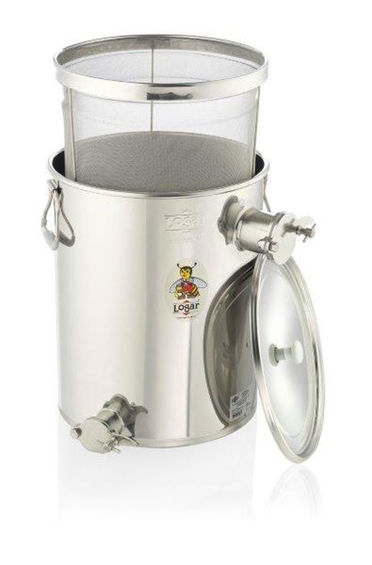 Secchio filtrante Logar con setaccio fine, 35 kg, rubinetto di troppo pieno XL